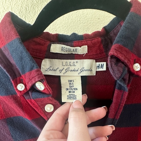H&M Burgundy and Navy Checkered Shirt - Picture 2 of 7